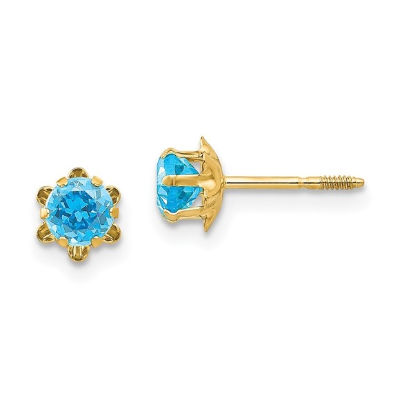 14k Yellow Gold Madi K Children's4mm CZ Birthstone (Dec) Screwback Earrings